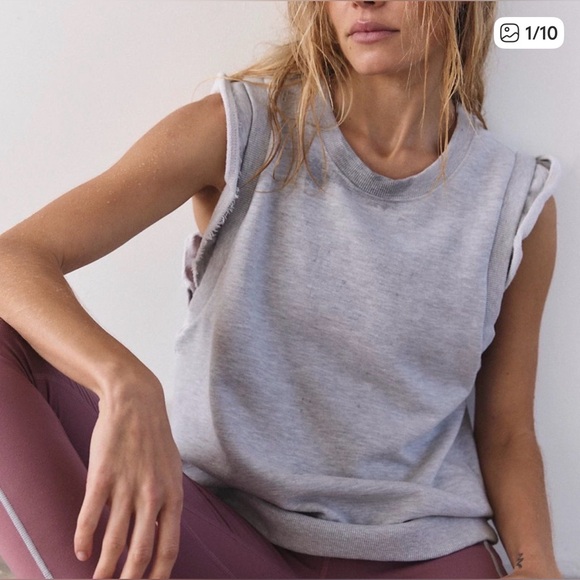 Free People Tops - NEW Free People Movement Flutter Sleeve Sweatshirt Tank Heather Grey